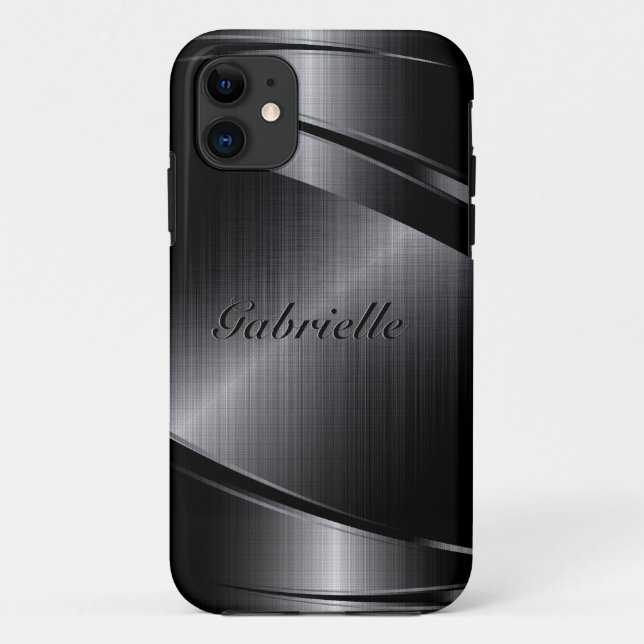 Capa Para iPhone 11 Olho de alumínio esmagado de Design preto com manc (Verso)