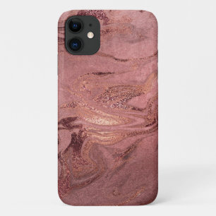 Capa Para iPhone 11 Olho vermelho de mármore vermelho rosa de cobre e