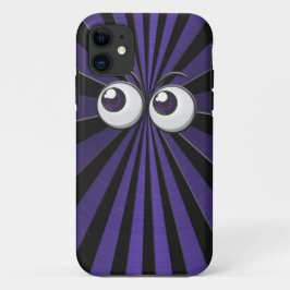 Capa Para iPhone 11 Olhos Grandes Em Explosão Estelar Preta e Roxa