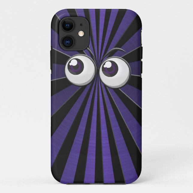 Capa Para iPhone 11 Olhos Grandes Em Explosão Estelar Preta e Roxa (Verso)