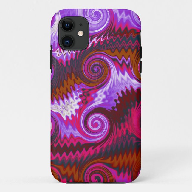 Capa Para iPhone 11 onda de espiral de padrão fractal abstrato (Verso)