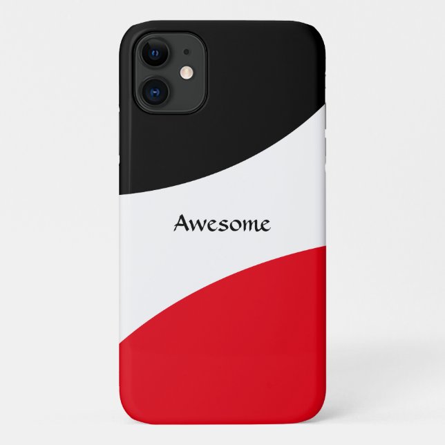 Capa Para iPhone 11 Ondas Abstratas em Preto, Vermelho e Branco (Verso)