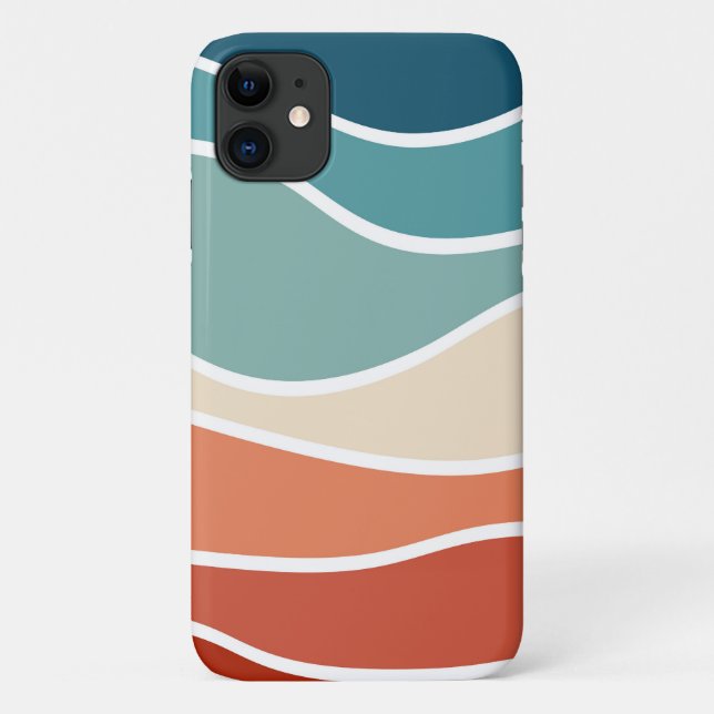 Capa Para iPhone 11 Ondas coloridas em estilo retrô (Verso)