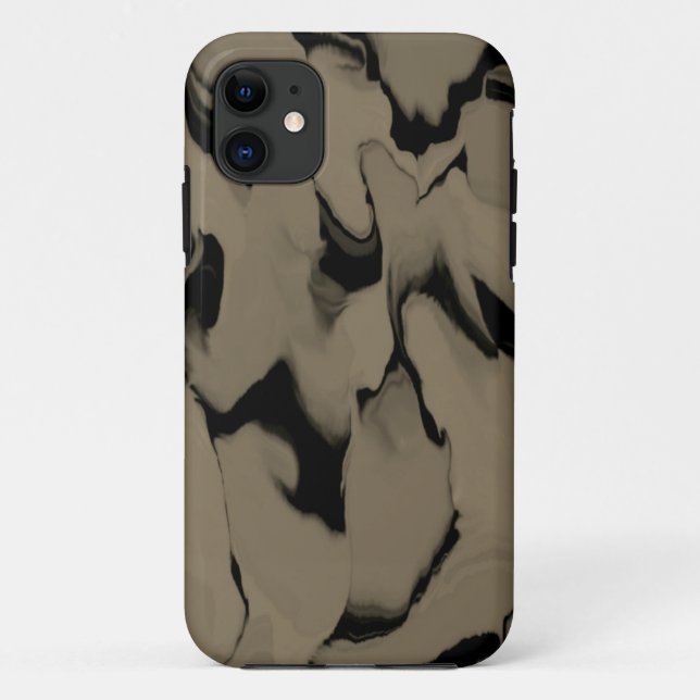 Capa Para iPhone 11 Ondas de preto e marrom (Verso)