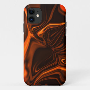 Capa Para iPhone 11 ondulações curvas de coral brilhante sobre fundo e