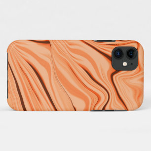 Capa Para iPhone 11 ondulações em tons de laranja, cilindro castanho c