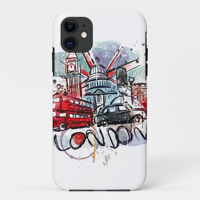 Capa Para iPhone 11 ônibus big ben marco londrino (Verso)