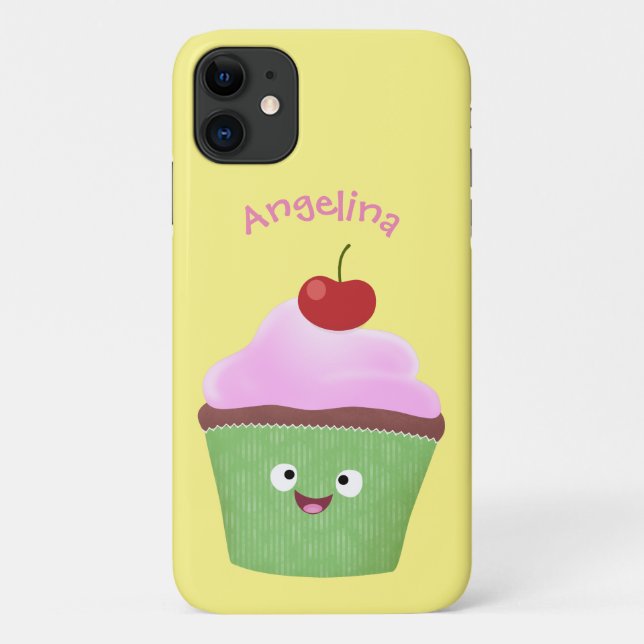 Capa Para iPhone 11 Óptica ilustração do desenho animado do cupcake fe (Verso)