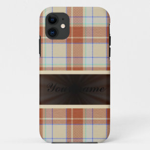 Capa Para iPhone 11 Orange Brown Tartan com Faixa de Opções