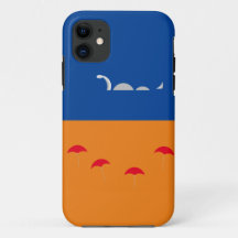 Orange Deep Blue Sea Serpent Beach Umbrellas