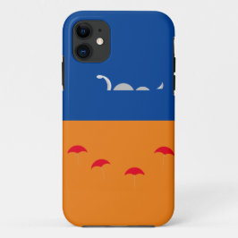 Capa Para iPhone 11 Orange Deep Blue Sea Serpent Beach Umbrellas