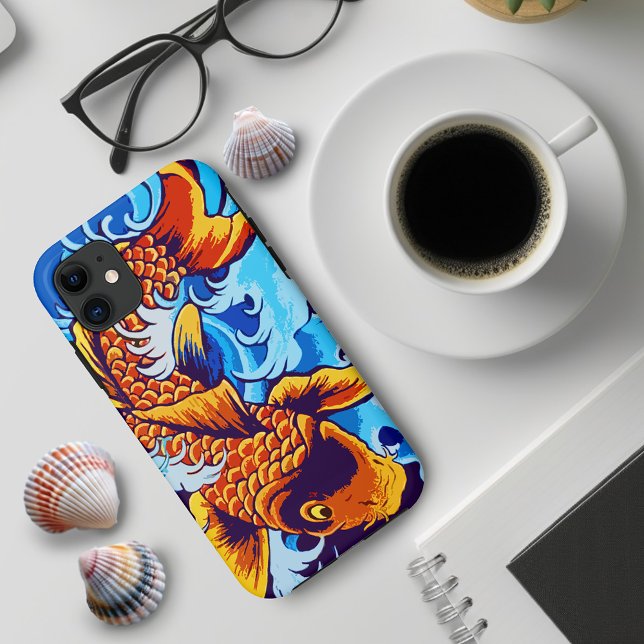 Capa Para iPhone 11 Orange Koi Fish Blue (Criador carregado)
