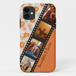 Capa Para iPhone 11 Orange Retro Daisy 4 Photo Horse Collage Name