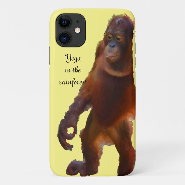 Capa Para iPhone 11 Orangutan Yoga na Floresta Tropical (Verso)