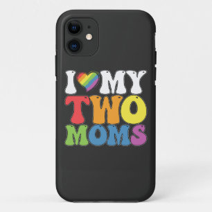 Capa Para iPhone 11 Orgulho LGBT Eu Amo Minhas Duas Mães Gays Lésbicas