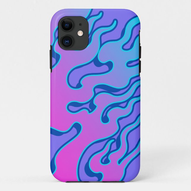 Capa Para iPhone 11 Oriental Japanese Neon Flame  (Verso)