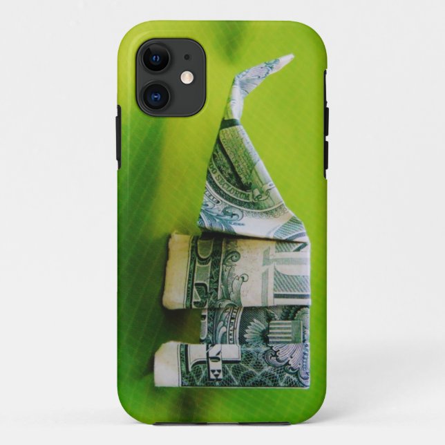 Capa Para iPhone 11 Origami de lei de dólar Elefante em fundo verde (Verso)