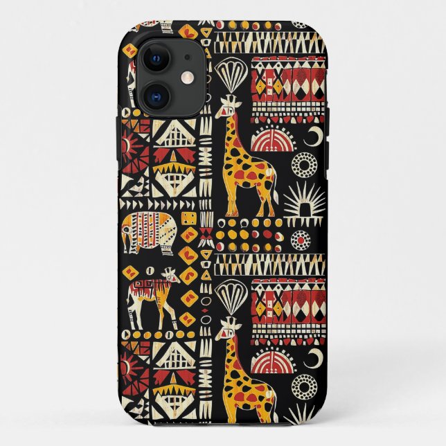 Capa Para iPhone 11 Ornamento tradicional étnico africano, patenteamen (Verso)