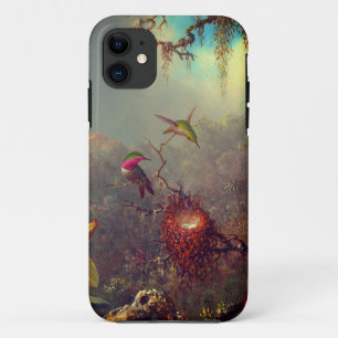 Capa Para iPhone 11 Orquídea de Cattleya e três beija-flores