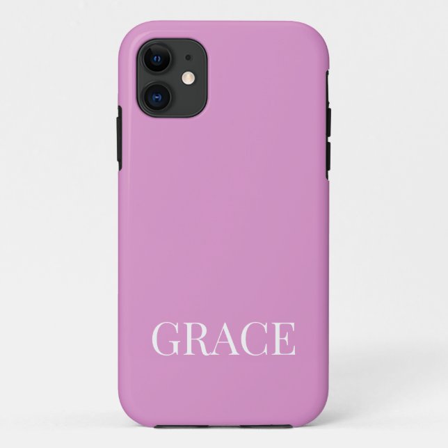 Capa Para iPhone 11 Orquídea Moderna Lavanda Rosa Nome Personalizado (Verso)