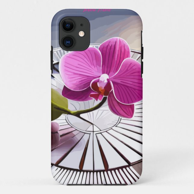 Capa Para iPhone 11 Orquídeas Rosa Expectativas em Prata (Verso)