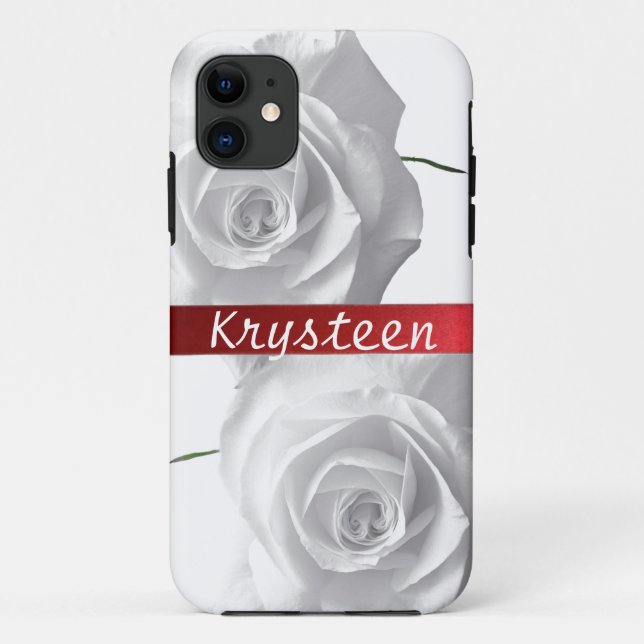 Capa Para iPhone 11 Os rosas brancos personalizaram a caixa do iPhone (Verso)