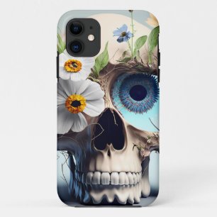 Capa Para iPhone 11 Ossos Botânicos e Crânio Floral de Botânica