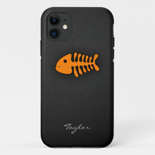 Capa Para iPhone 11 Ossos de Peixe Laranja