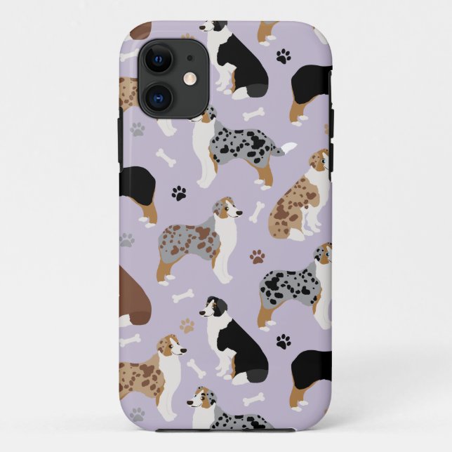 Capa Para iPhone 11 Ossos e patas pastores australianos (Verso)