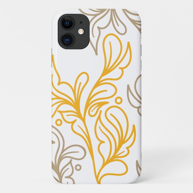 Capa Para iPhone 11 Ouro Boho Harvest Folhas (Verso)