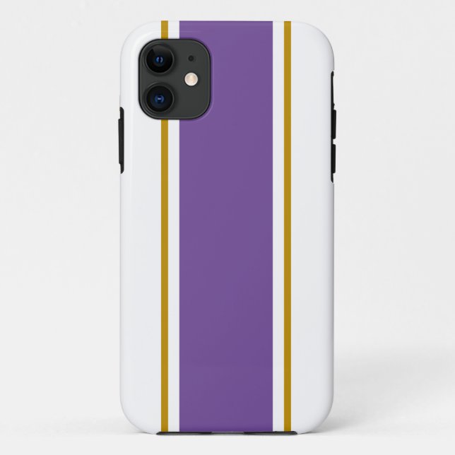 Capa Para iPhone 11 Ouro Branco Brilho Roxo Castanho Pinstripes (Verso)