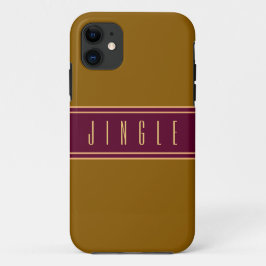 Capa Para iPhone 11 Ouro Clássico Castanho Cinzento Estrias Vermelhas