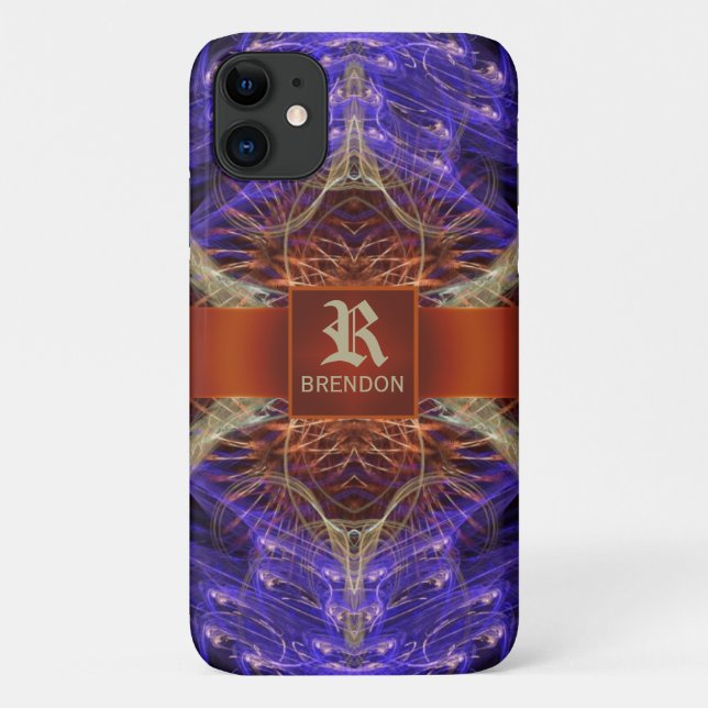 Capa Para iPhone 11 Ouro de ampulheta Fractal Roxa (Verso)