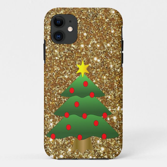 Capa Para iPhone 11 Ouro de árvore de Natal (Verso)