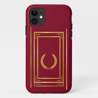 Capa Para iPhone 11 Ouro Laurel em Quadro Retangular em Marrom