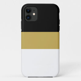 Capa Para iPhone 11 Ouro Preto Elegante Formal Bandas Brancas