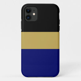 Capa Para iPhone 11 Ouro preto panorâmico  castanho Stripes azuis