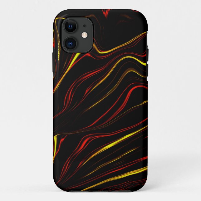 Capa Para iPhone 11 Ouro vermelho ondulado, longos traços em fundo pre (Verso)