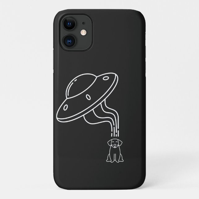 Capa Para iPhone 11 OVNI Alienígena Seqüestrando um Cachorrinho  (Verso)