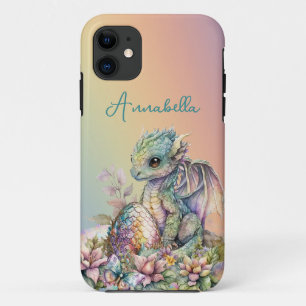Capa Para iPhone 11 Ovo de Dragão Bebê Fofo em Arco-íris