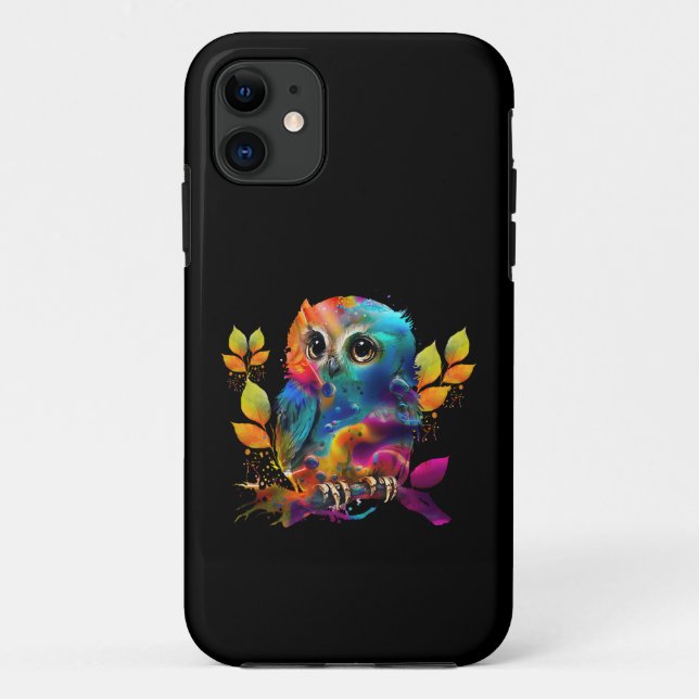 CAPA PARA iPhone 11 OWL COLORFUL ABSTRATO (Verso)