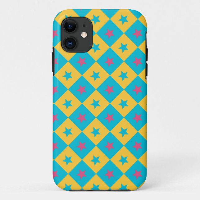 Capa Para iPhone 11 Padrão 1 de estrelas e quadrados (Verso)
