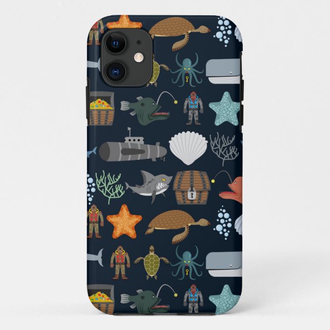 Capa Para iPhone 11 Padrão 1 dos Habitantes do Oceano (Verso)