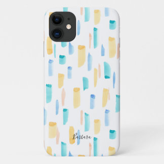 Capa Para iPhone 11 Padrão Abstrato de Pincelada de Aquarela Colorida