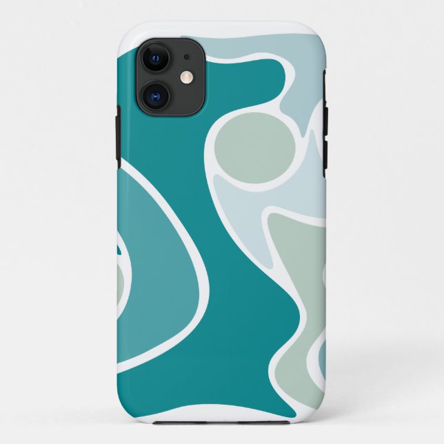 Capa Para iPhone 11 padrão abstrato em tons azuis (Verso)