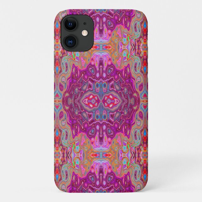 Capa Para iPhone 11 Padrão abstrato Magenta Rosa, Azul e Vermelho do G (Verso)