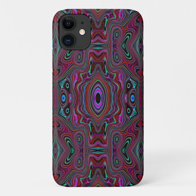 Capa Para iPhone 11 Padrão Abstrato Trippy Verde Espuma do Mar e Magen (Verso)