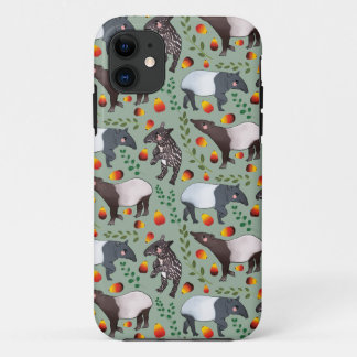 Capa Para iPhone 11 Padrão Animal do Tapir Verde e Negro
