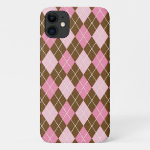 Capa Para iPhone 11 Padrão Argyle, Padrão Rhombus, Argyle Rosa