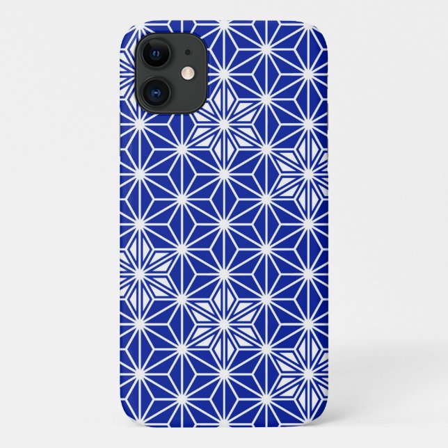 Capa Para iPhone 11 Padrão Asanoha japonês - azul de cobalto (Verso)